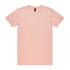 A plain pink T-shirt with a round neckline and short sleeves, featuring a subtle logo on the inside label.