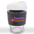 A reusable coffee cup featuring a silicone lid and a grey RPET band, branded with "DataCon Analytics" in colorful text.