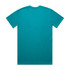 A turquoise t-shirt with a crew neck and short sleeves, featuring no visible logos or branding.