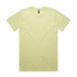 A plain light yellow t-shirt with a crew neckline and short sleeves. It features a label and has no visible designs.