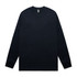 A long-sleeve t-shirt in black with a logo on the label. Simple and classic design.