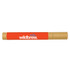 A cylindrical tube with an orange wrapper and a logo, featuring a brown cardboard cap on one end.