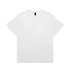 A white T-shirt with a relaxed fit and minimal design, featuring a brand logo on the label.