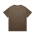 A brown short-sleeve t-shirt with a simple design and no visible front graphics. It features a logo on the label.