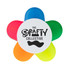 A highlighter set in the shape of a flower, featuring pink, orange, yellow, green, and blue petal-like highlighters.