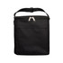 A black cooler bag with a zippered top and a front pocket. The bag features a sturdy handle for easy carrying.