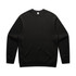 A black jumper featuring a classic crew neck design and long sleeves. It has a logo on the inside.