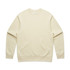 A beige jumper featuring a crew neck design and long sleeves, with a logo on the front.