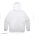 A white hoodie featuring a spacious hood and long sleeves, with a plain back design.