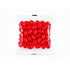 A cello bag filled with vibrant red jelly beans, showcasing their glossy finish.
