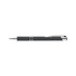 A metal pen in dark grey with silver accents and a clip, featuring a sleek, streamlined design.