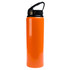A drink bottle featuring a vibrant orange body and a flip straw lid, designed for easy access to liquids.