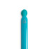 A vibrant turquoise gel ink pen with a rounded top, featuring a logo and made from recycled materials.