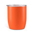 An orange insulated coffee cup with a transparent lid and sleek design, suitable for keeping beverages hot or cold.