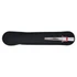 A plastic pen in a black felt case, featuring silver and red accents, with a logo on the pen.