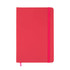 A Venture A5 Notebook featuring a sleek red cover with a coordinating pink elastic band.