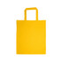A bright yellow cotton tote bag with short handles.