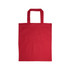 A red short handle tote bag made of cotton, featuring two sturdy handles and a simple design.