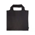 A reusable grocery bag made from recycled PET, featuring a sleek black design with an open top and two handles.