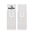 A translucent white bookmark magnifier ruler with a logo, featuring measurement markings on one side.