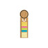 A bamboo bookmark with a circular top and various coloured sticky notes attached, including pink, green, and yellow.