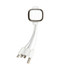 A white, 3-in-1 charging cable with multiple connectors and a square housing at the top.