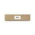 A brown cardboard box with a label on the front. The box is closed and unmarked aside from the label.