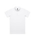 A white polo shirt with a collar, featuring a logo on the chest area.