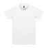 A white polo shirt with a collar and buttons, featuring a logo on the chest. Suitable for workwear.