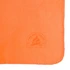 An orange fleece blanket featuring a logo in the corner. The fabric appears soft and warm.