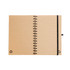 A Pacifica Spiral A5 Notebook featuring lined pages and a recyclable design, with a black elastic band for closure.