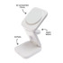 A compact white 3-in-1 wireless charger for a phone, Apple Watch, and AirPods, featuring a logo on the base.