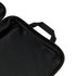 A small black zippered case with a handle, featuring a smooth interior without compartments.