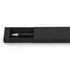 A black gel ink pen displayed in a sleek black box with a simple design. The pen features a metallic silver accent.