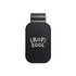 A black visor glasses holder with a logo, designed for storing glasses securely.
