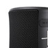 A black speaker with a textured surface and control buttons on the side, featuring a USB port.