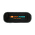 A black storage pack with a grey trim featuring a logo in orange and turquoise. Suitable for camping use.