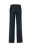 A pair of women's comfort wool stretch adjustable waist pants in dark grey, viewed from the back.
