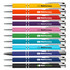 A collection of metal pens in various vibrant colors, each featuring the branding "MobiCurrency" and a sleek design.