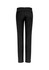 Black women's chino pants with a slim fit and a logo on the back.