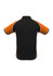 A black and orange men's short sleeve polo shirt featuring contrasting trim and a logo.