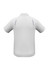A white short sleeve polo shirt with a simple design and contrasting accent details. Features a logo on the front.
