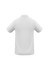 A white men's polo shirt featuring a classic collar and short sleeves, with a branding logo on the chest.