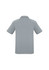A light grey short sleeve polo shirt with a collar and a logo on the back.