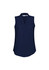 A sleeveless women's top in navy blue with a classic collar and a slightly curved hem. Features a logo.