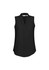 A sleeveless women's top in black, featuring a v-neck design and a flowy silhouette. It includes a logo.