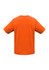 An orange short sleeve t-shirt with a plain back and a logo on the side.