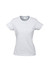 A light grey women's short sleeve tee with a fitted design and a logo on the label.
