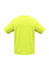 A bright yellow short sleeve tee with a plain back. The shirt features a logo.