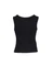 A black sleeveless vest with a fitted design and a knitted back, featuring a logo.